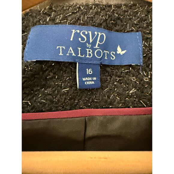 Talbots RSVP 16 Black Tweed Pearl Jacket Elegant Boucle Blazer Evening Topper - Picture 3 of 7